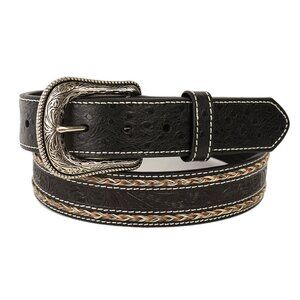 CODY JAMES Black Floral Tooled Leather Horsehair Western Belt 38 NEW